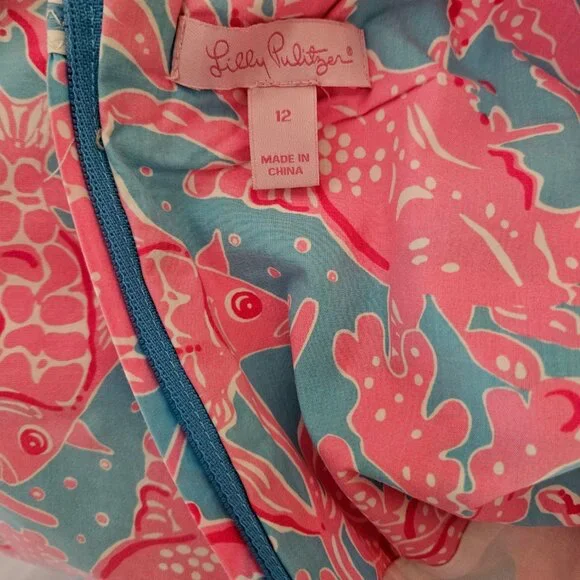Lilly Pulitzer Girls Pink and Blue Shift Dress size 12 - Picture 3 of 5